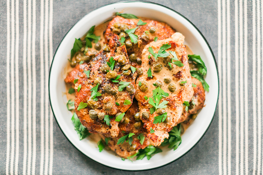 Chicken Piccata, Italian Cooking, weeknight dinner, nutrition, food blogger, Sun and Salt Wellness