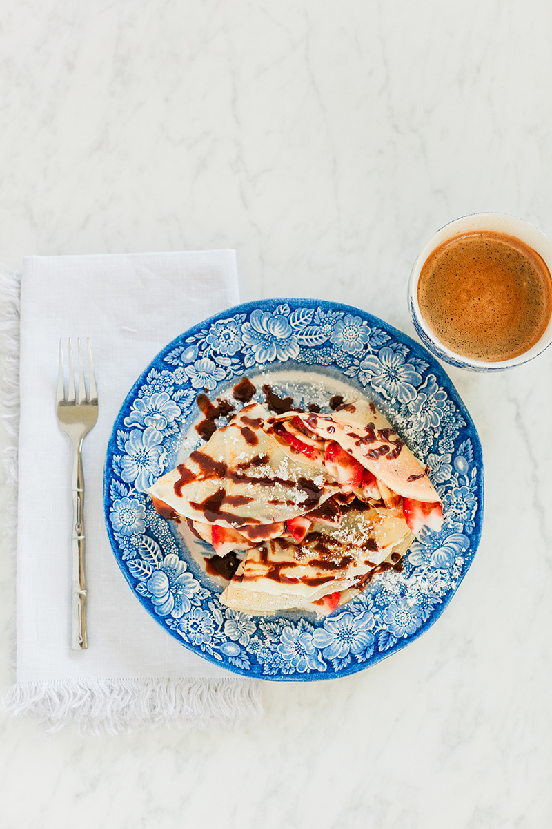 Strawberry and Banana Crepes, homemade crepes, dessert, breakfast, food blogger, Sun and Salt Wellness