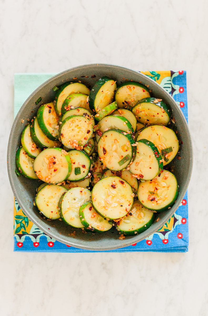 Spicy Cucumber Salad, clean eating, summer snack, appetizer, finger food, food blogger, sun and salt wellness