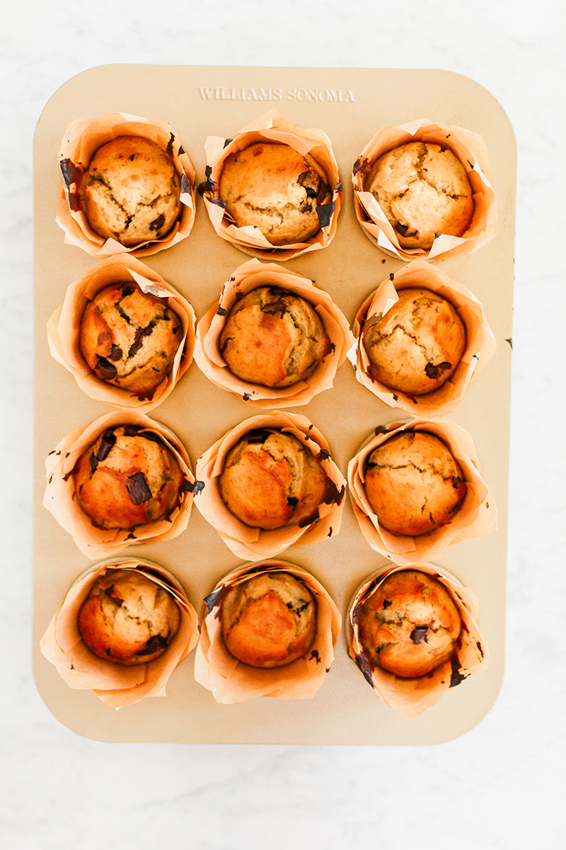 Banana Chocolate Chunk Muffins, Breakfast, Brunch, Baking at Home, Baked Goods, Food Blogger, Sun and Salt Wellness
